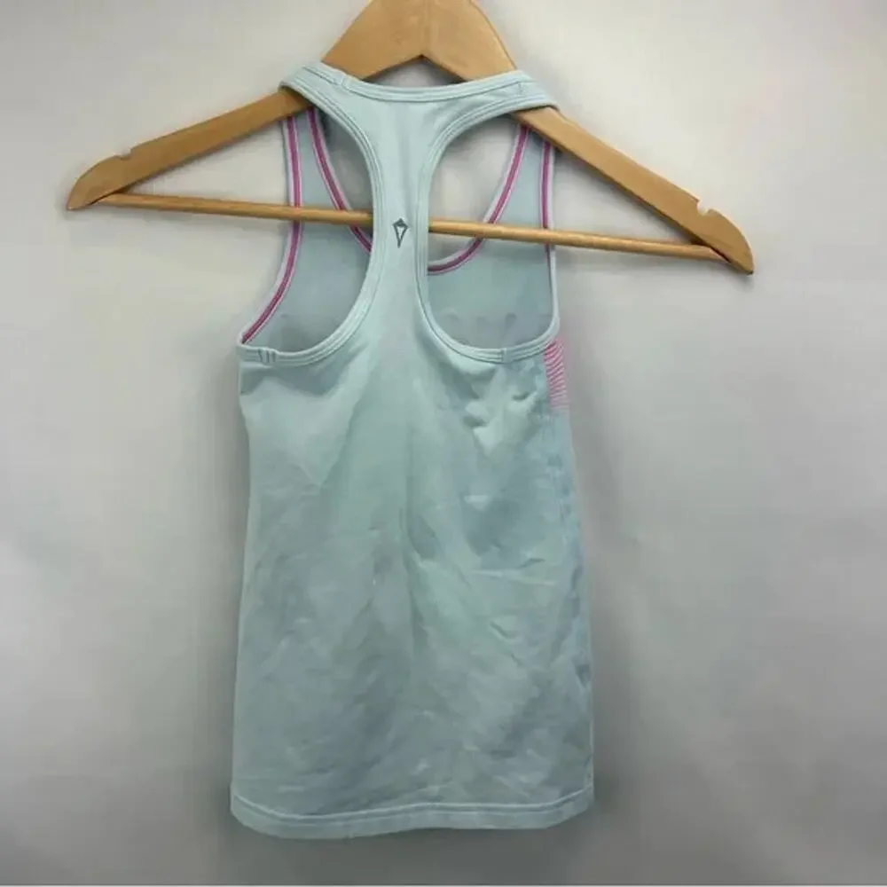 Ivivva by Lululemon Girls Racerback Tank Light Blue Pink Orange Accents Size 7